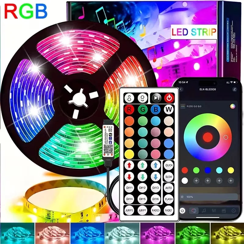 1-40M RGB LED Strip Lights USB 5V Music Sync APP & 44Key Remote